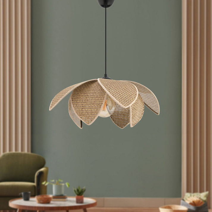 Φωτιστικό οροφής Magnolia E27 ύφασμα PVC μονόφωτο χρώμα μπεζ Ø40x55εκ.