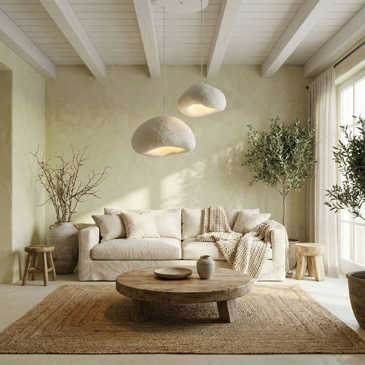 Φωτιστικό οροφής Loval E27 fiberglass δίφωτο χρώμα λευκό Ø70x115εκ.