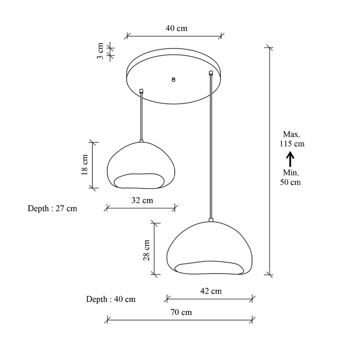Φωτιστικό οροφής Loval E27 fiberglass δίφωτο χρώμα λευκό Ø70x115εκ.