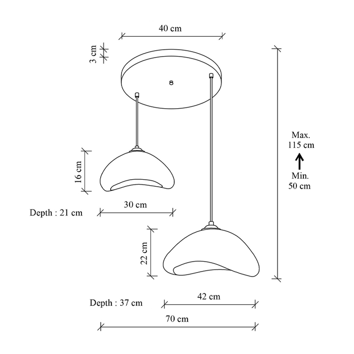 Φωτιστικό οροφής Luna E27 fiberglass δίφωτο χρώμα λευκό Ø70x115εκ.