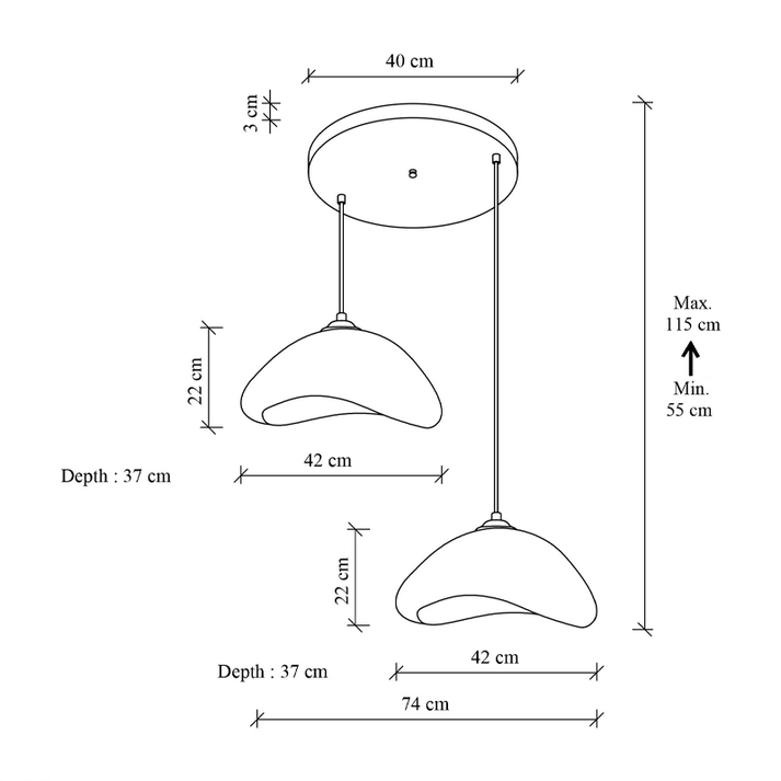 Φωτιστικό οροφής Luna E27 fiberglass δίφωτο χρώμα λευκό Ø74x115εκ.