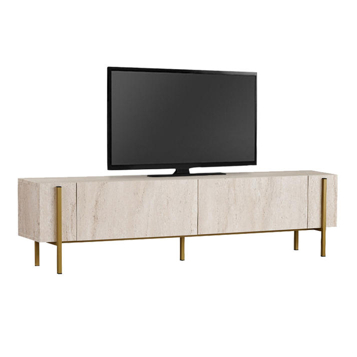 Έπιπλο τηλεόρασης Nexus χρώμα travertine - χρυσό 180x30x45,5εκ.