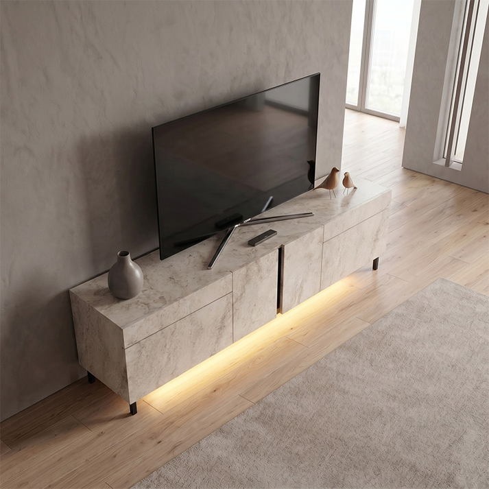 Έπιπλο τηλεόρασης Arlen με Led Rgb χρώμα travertine 180x32x50εκ.