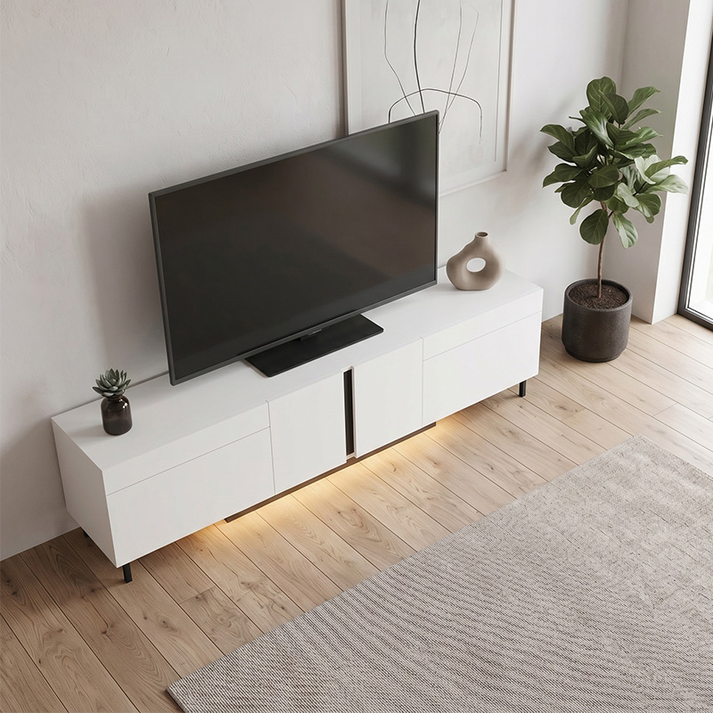 Έπιπλο τηλεόρασης Arlen με Led Rgb χρώμα λευκό 180x32x50εκ.