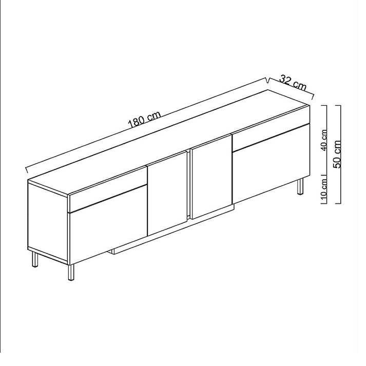 Έπιπλο τηλεόρασης Arlen με Led Rgb χρώμα λευκό 180x32x50εκ.