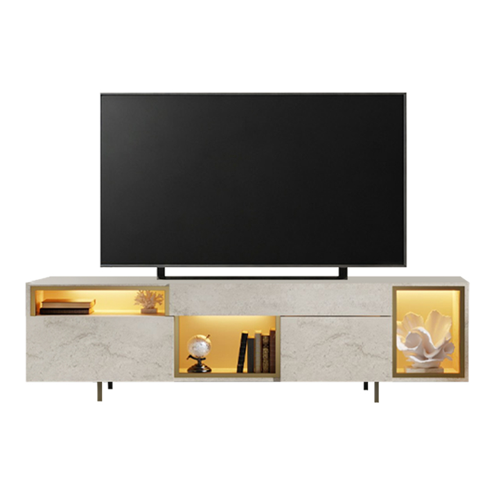 Έπιπλο τηλεόρασης Norm με Led Rgb χρώμα travertine - χρυσό 180x32x55εκ.