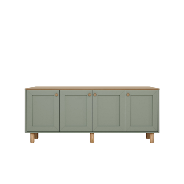 Μπουφές Bohemian χρώμα πράσινο - φυσικό οξιάς 180x40x75εκ.