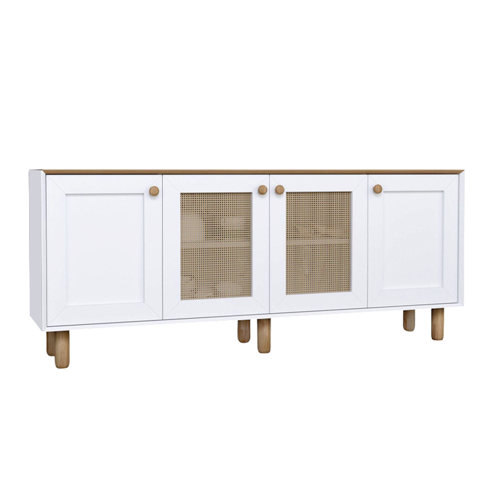 Μπουφές Bohemian χρώμα λευκό - φυσικό οξιάς 180x40x75εκ.
