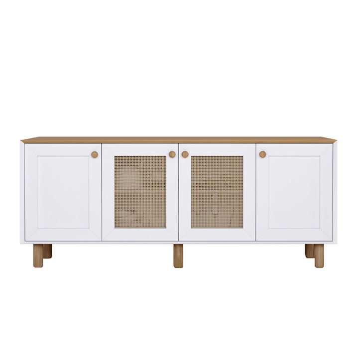Μπουφές Bohemian χρώμα λευκό - φυσικό οξιάς 180x40x75εκ.