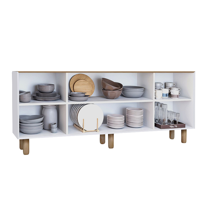 Μπουφές Bohemian χρώμα λευκό - φυσικό οξιάς 180x40x75εκ.