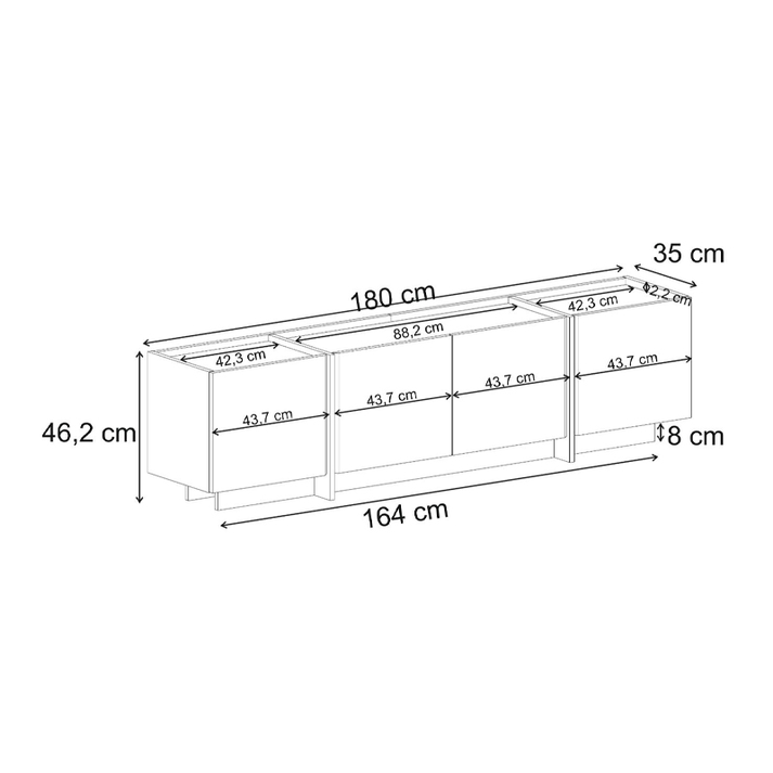 Έπιπλο τηλεόρασης Dorma χρώμα καρυδί 180x35x46,2εκ.