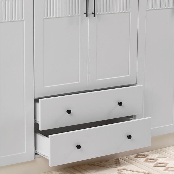Ντουλάπα ρούχων Jenna εξάφυλλη με συρτάρια χρώμα λευκό 210x50x182εκ.