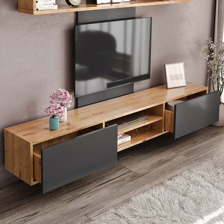 Σύνθεση τηλεόρασης Giacomo χρώμα sapphire oak - ανθρακί 180x40x45εκ.