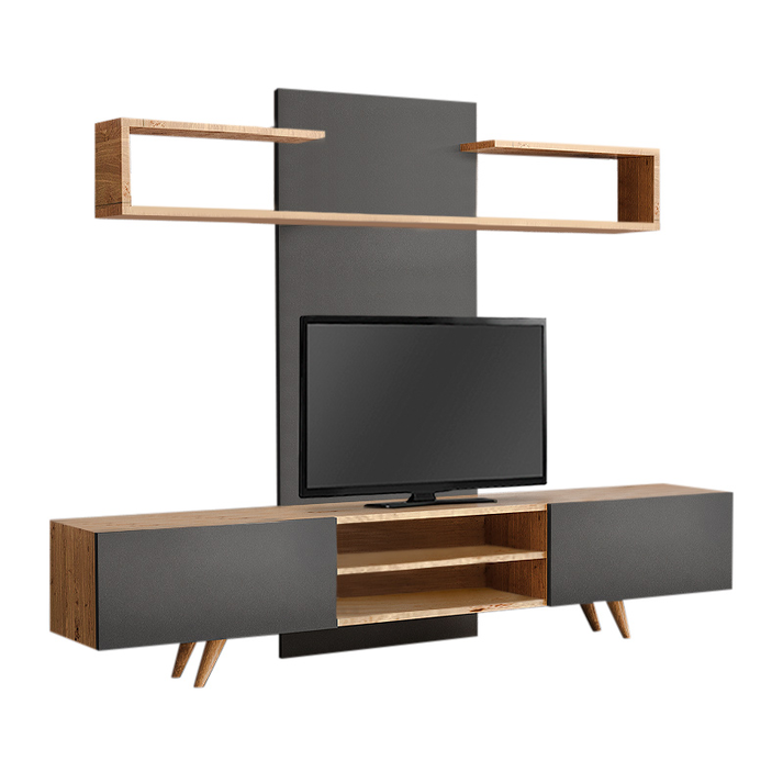 Σύνθεση τηλεόρασης Giacomo χρώμα sapphire oak - ανθρακί 180x40x45εκ.