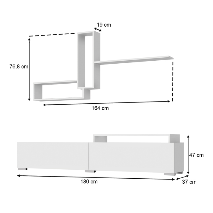 Σύνθεση τηλεόρασης Odessa χρώμα λευκό 180x37x47εκ.