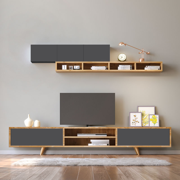 Σύνθεση τηλεόρασης Serine χρώμα sapphire oak - ανθρακί 170x37x45εκ.