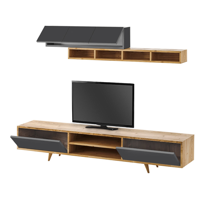 Σύνθεση τηλεόρασης Serine χρώμα sapphire oak - ανθρακί 170x37x45εκ.