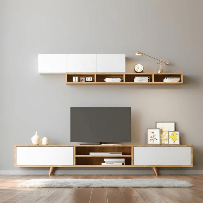 Σύνθεση τηλεόρασης Serine χρώμα λευκό - sapphire oak 170x37x45εκ.