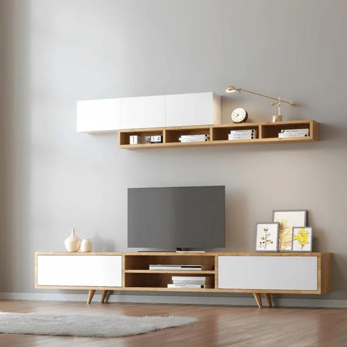 Σύνθεση τηλεόρασης Serine χρώμα λευκό - sapphire oak 170x37x45εκ.