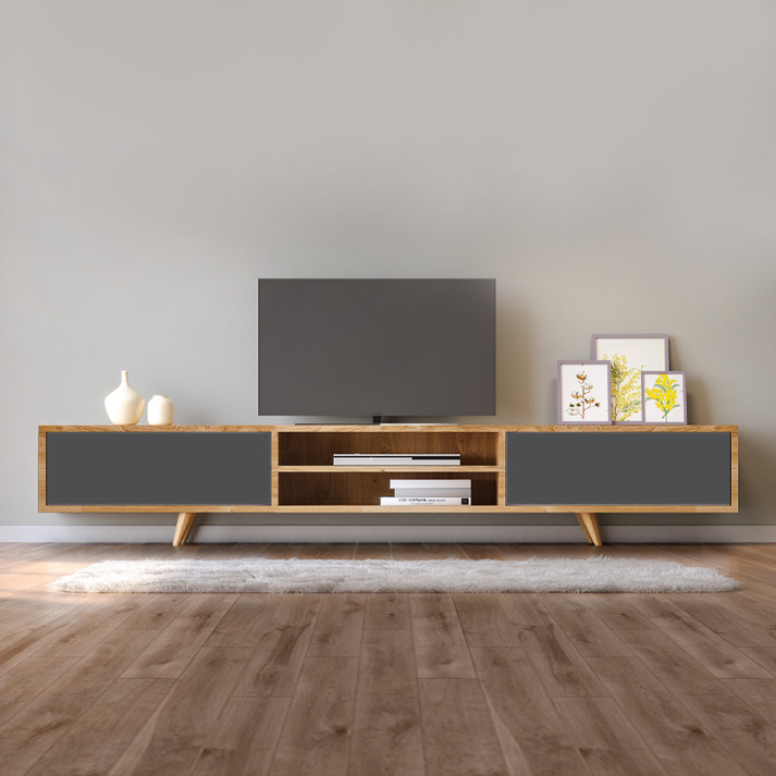 Έπιπλο τηλεόρασης Serine χρώμα sapphire oak - ανθρακί 170x37x45εκ.