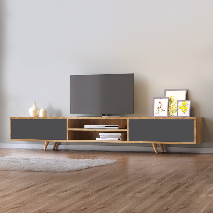 Έπιπλο τηλεόρασης Serine χρώμα sapphire oak - ανθρακί 170x37x45εκ.