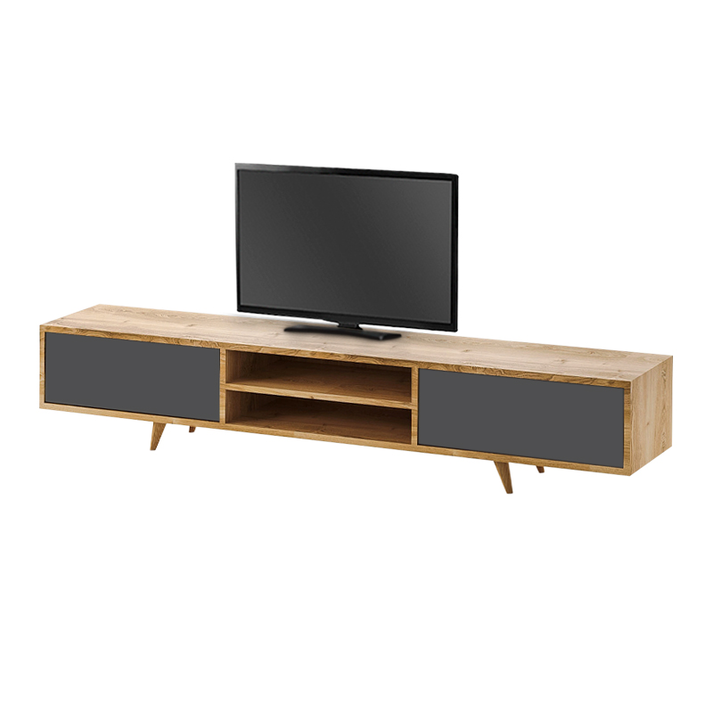 Έπιπλο τηλεόρασης Serine χρώμα sapphire oak - ανθρακί 170x37x45εκ.