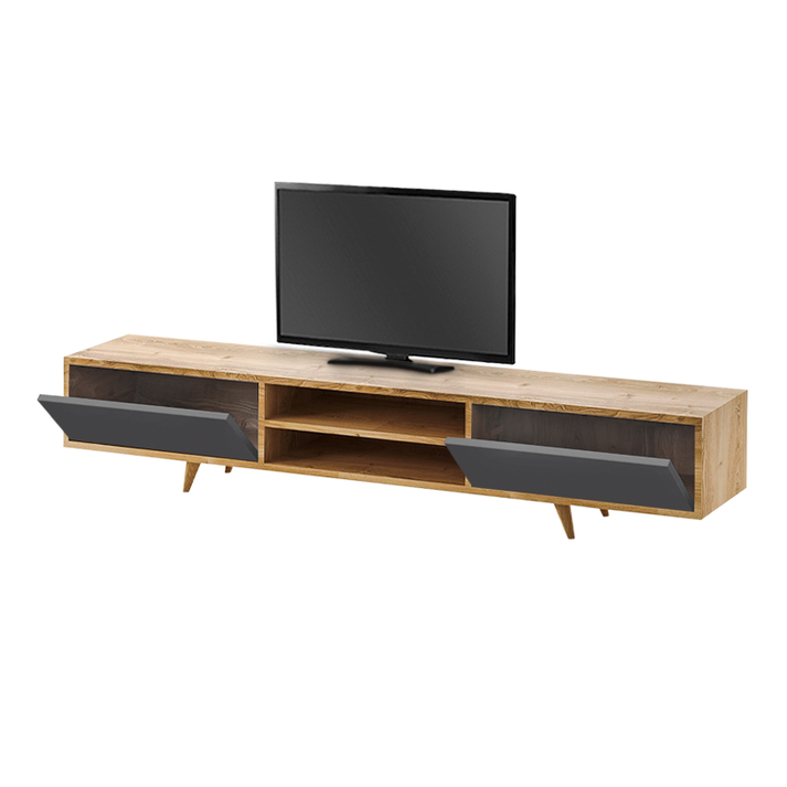 Έπιπλο τηλεόρασης Serine χρώμα sapphire oak - ανθρακί 170x37x45εκ.