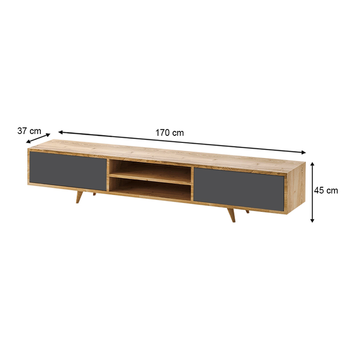 Έπιπλο τηλεόρασης Serine χρώμα sapphire oak - ανθρακί 170x37x45εκ.
