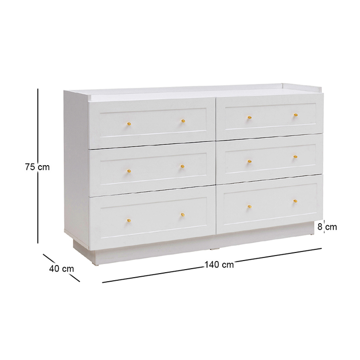 Συρταριέρα Henry χρώμα λευκό 140x40x75εκ.