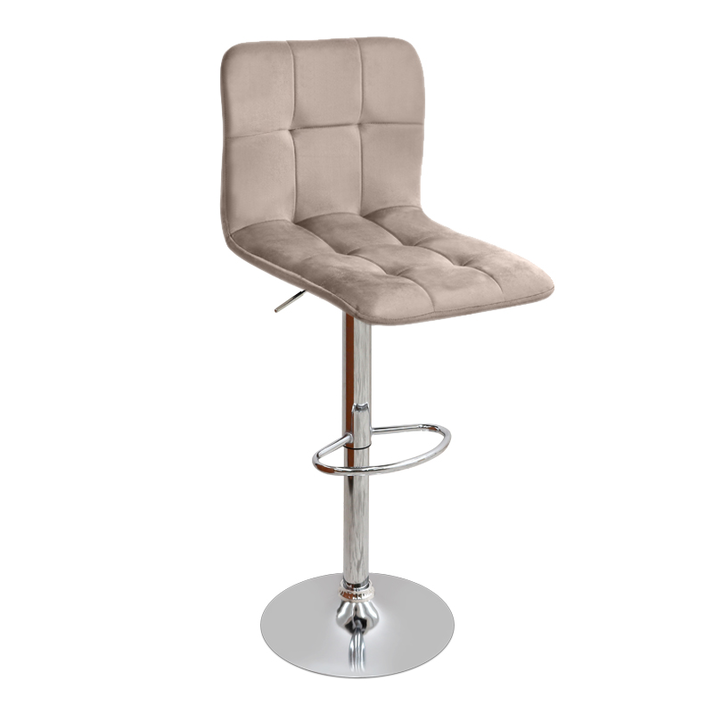 Carmelo bar stool with adjustable height beige velvet - chrome base 45x42x90/113 cm