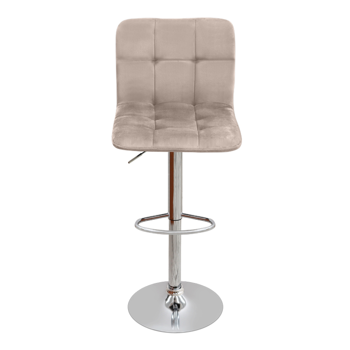 Carmelo bar stool with adjustable height beige velvet - chrome base 45x42x90/113 cm
