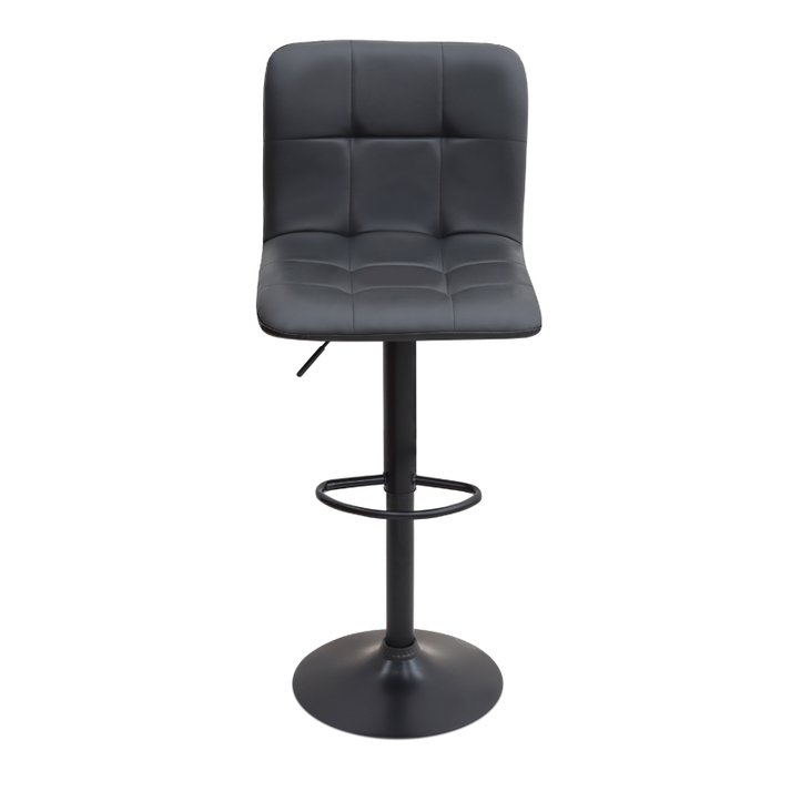 Σκαμπό μπαρ Carmelo με ρυθμιζόμενο ύψος PU μαύρο - βάση μαύρο ματ 45x42x90/113εκ.