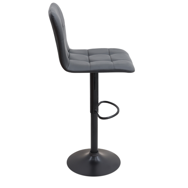 Σκαμπό μπαρ Carmelo με ρυθμιζόμενο ύψος PU μαύρο - βάση μαύρο ματ 45x42x90/113εκ.