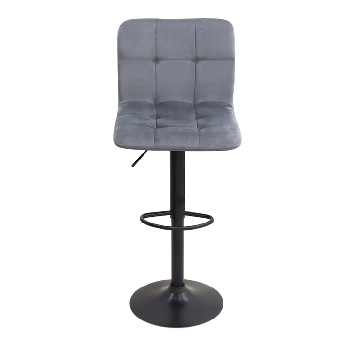Σκαμπό μπαρ Carmelo με ρυθμιζόμενο ύψος βελούδο γκρι - βάση μαύρο ματ 45x42x90/113εκ.