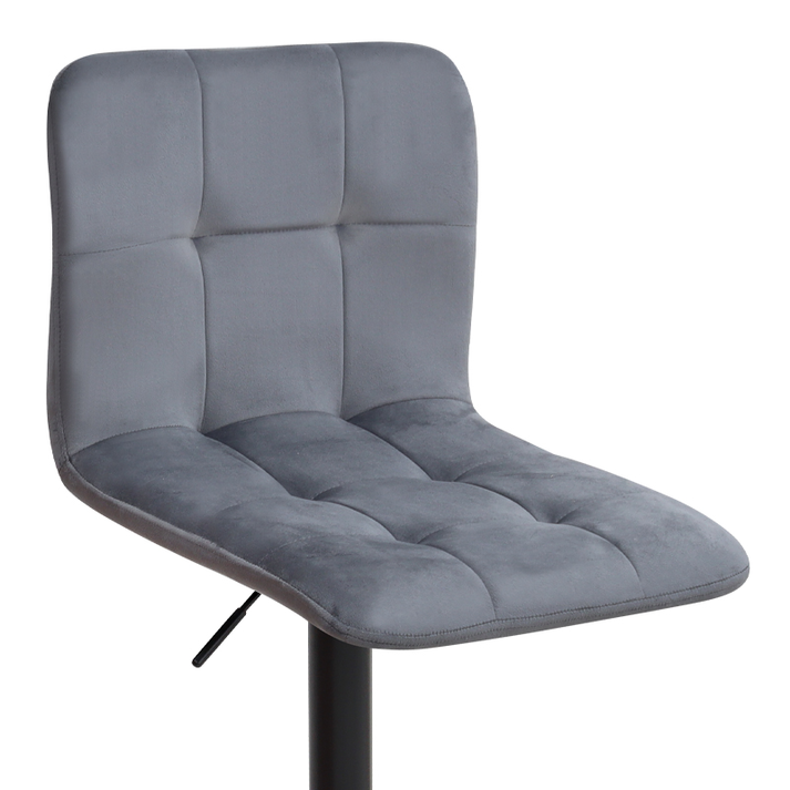 Σκαμπό μπαρ Carmelo με ρυθμιζόμενο ύψος βελούδο γκρι - βάση μαύρο ματ 45x42x90/113εκ.