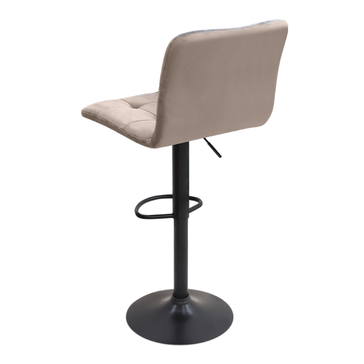 Σκαμπό μπαρ Carmelo με ρυθμιζόμενο ύψος βελούδο μπεζ - βάση μαύρο ματ 45x42x90/113εκ.