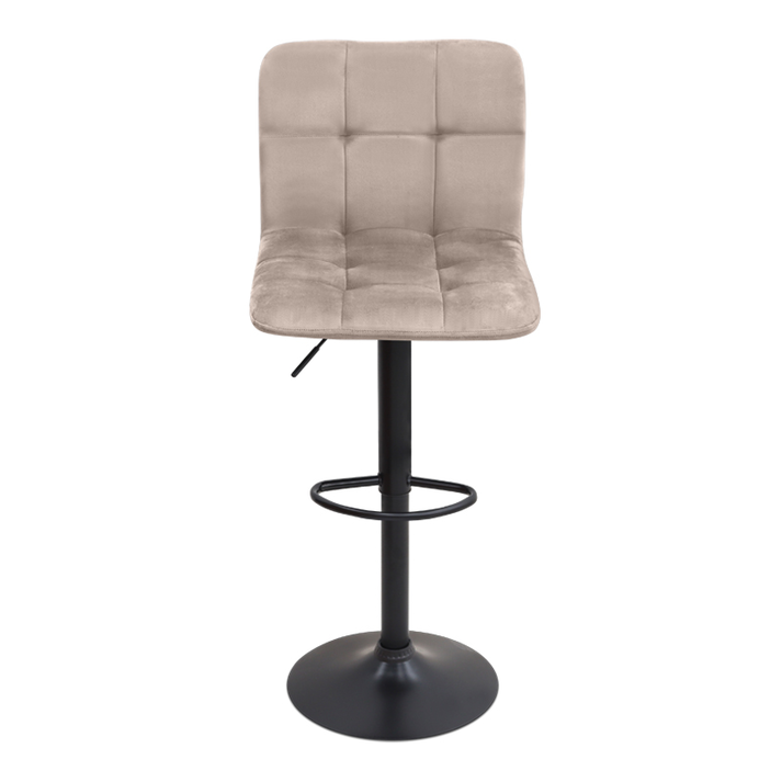 Σκαμπό μπαρ Carmelo με ρυθμιζόμενο ύψος βελούδο μπεζ - βάση μαύρο ματ 45x42x90/113εκ.