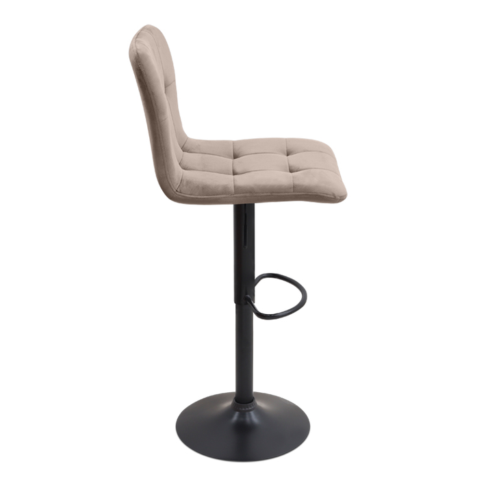 Σκαμπό μπαρ Carmelo με ρυθμιζόμενο ύψος βελούδο μπεζ - βάση μαύρο ματ 45x42x90/113εκ.