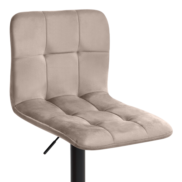 Σκαμπό μπαρ Carmelo με ρυθμιζόμενο ύψος βελούδο μπεζ - βάση μαύρο ματ 45x42x90/113εκ.