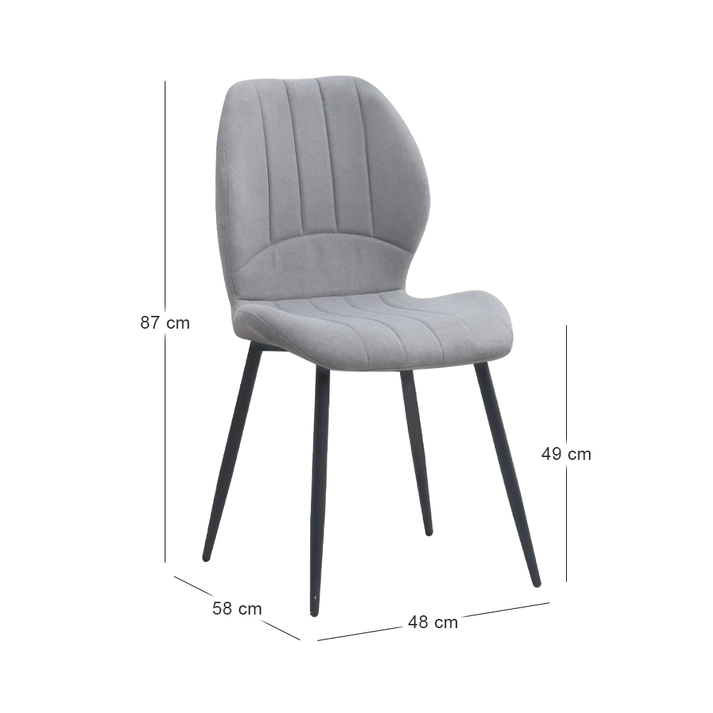 Καρέκλα Τραπεζαρίας Valena Elephant Grey Ύφασμα, 48x58x87 εκ.