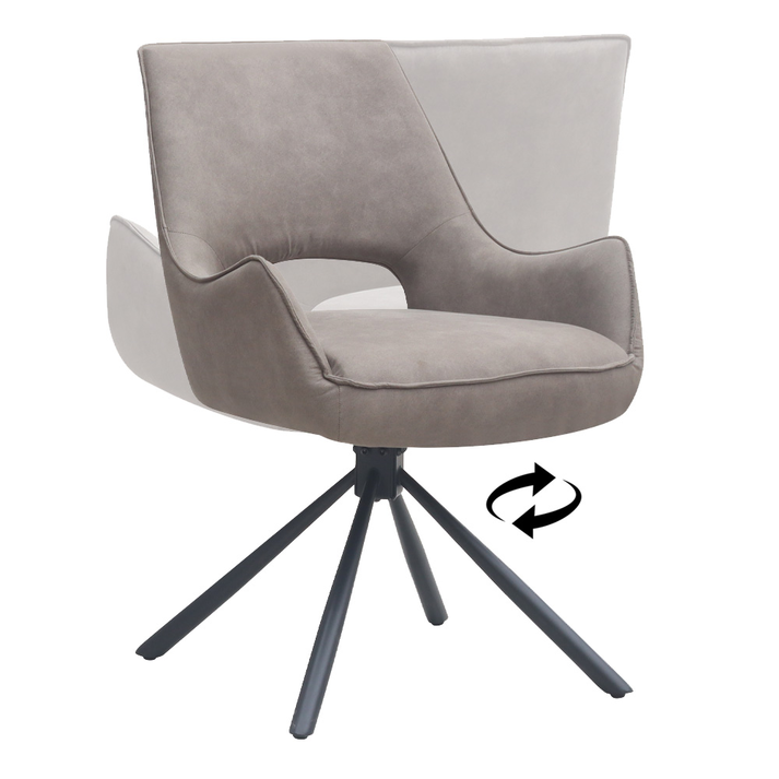 Πολυθρόνα Τραπεζαρίας Alessia Περιστρεφόμενη Elephant Grey 58x66x85 εκ.