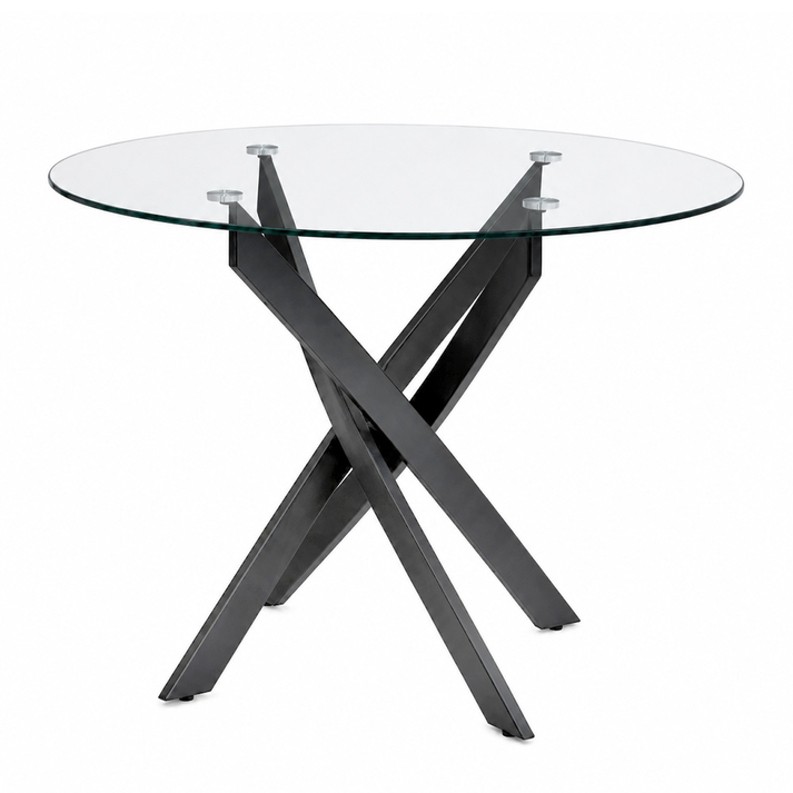 Τραπέζι Aldo Γυαλί Μεταλλικά Μαύρα Πόδια Ø100x75,5 Εκ.