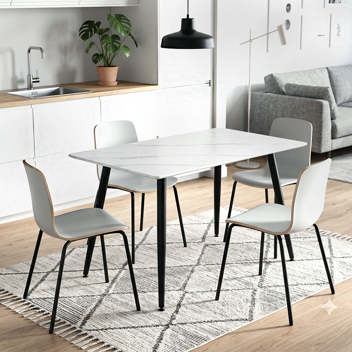 Τραπέζι Enzo με sintered stone και μαύρα πόδια 120x70x77 εκ.