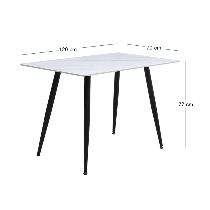 Τραπέζι Enzo με sintered stone και μαύρα πόδια 120x70x77 εκ.