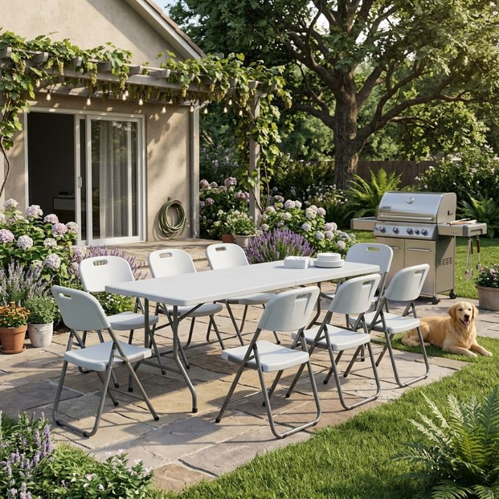 Τραπέζι catering - συνεδρίου Capri πτυσσόμενο - βαλίτσα χρώμα λευκό του πάγου 240x76x74εκ.