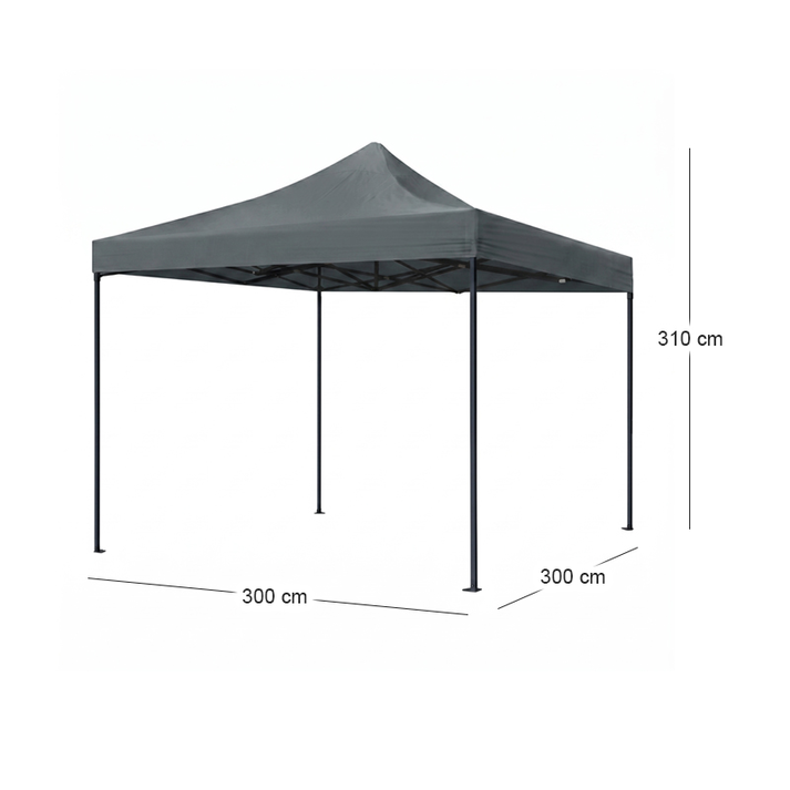 Κιόσκι - Gazebo Bari πτυσσόμενο μεταλλικός σκελετός - αδιάβροχο ύφασμα χρώμα γκρι 3x3x3,10m.