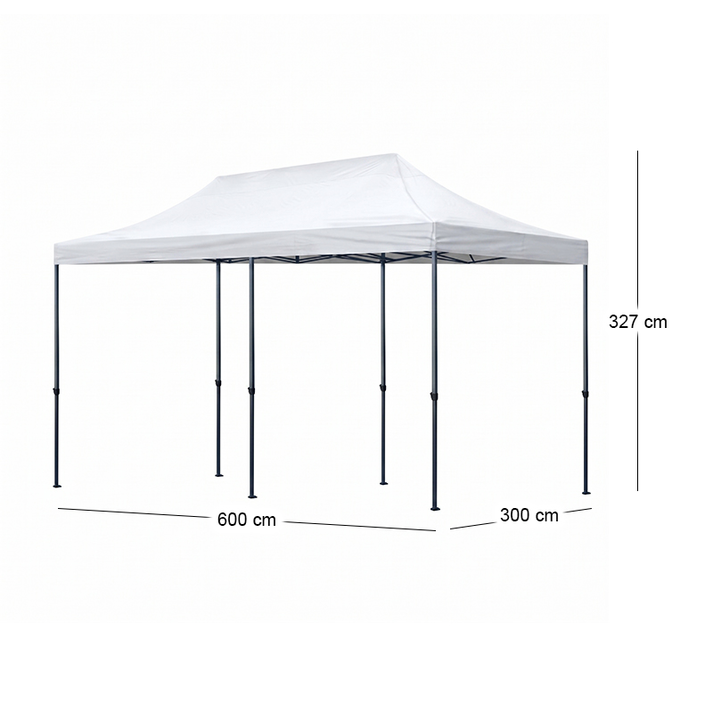 Κιόσκι - Gazebo Bari πτυσσόμενο μεταλλικός σκελετός - αδιάβροχο ύφασμα χρώμα λευκό 3x6x3,27m.