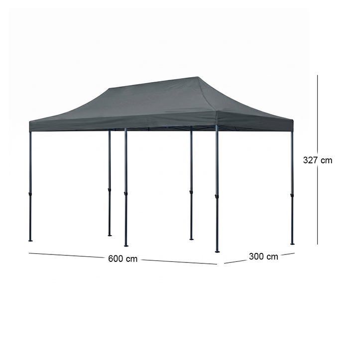 Κιόσκι - Gazebo Bari πτυσσόμενο μεταλλικός σκελετός - αδιάβροχο ύφασμα χρώμα γκρι 3x6x3,27m.