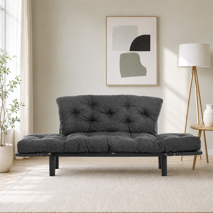 Καναπές Κρεβάτι Nitta Υφασμάτινος Ανθρακί 155x70x85 εκ.