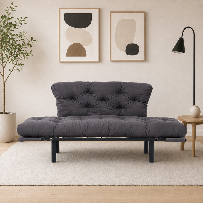 Καναπές Κρεβάτι Nitta υφασμάτινος γκρι 155x70x85 εκ.